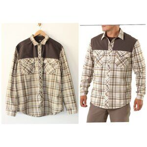 REI Riverstone Men's Flannel Shirt Button Up Size XL Brown Cowboy Long sleeves